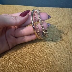 Elegant Gold Hoop tri bracelet bangles and chains